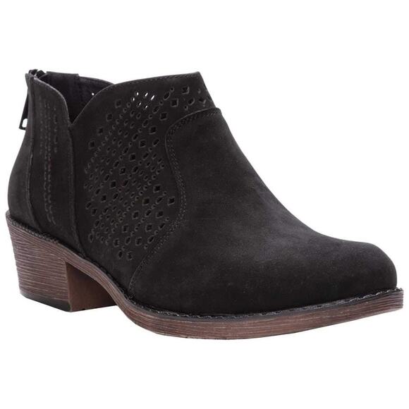 Propet Women Remy Perforated Ankle Booties Size US 9M Black Nubuck Leather - Picture 1 of 5